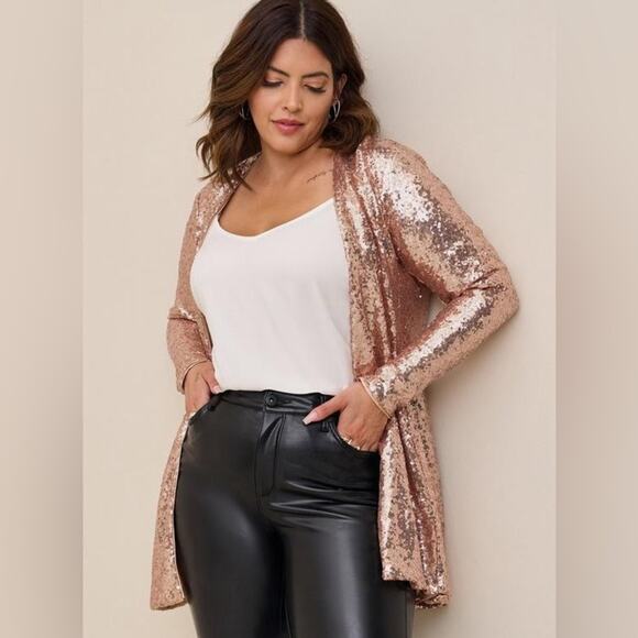 Torrid Sequin Mesh Long Line 3rd Piece Cardigan 1 - Picture 1 of 9